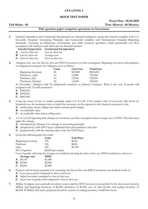 cfa level 1 exam.